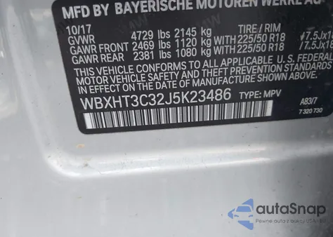 2018 BMW X1 xDrive28I из США, поврежденный, VIN WBXHT3C32J5K23486